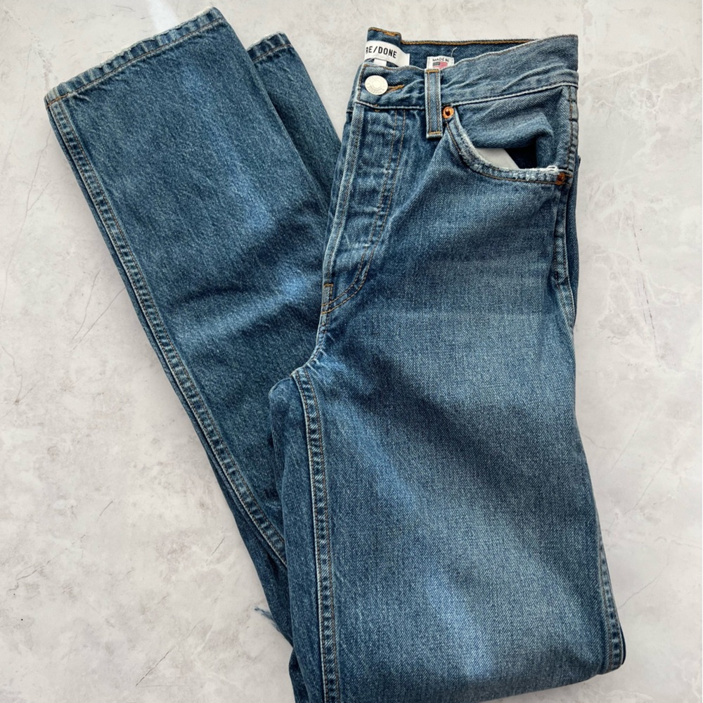 Re/Done Originals 90s High Rise Loose Leg Jeans Distressed Size 24